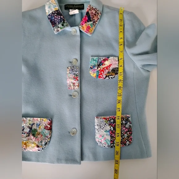 Harvé Benard Wool Cashmere Upcycled Liberty Art Fabric Patchwork Jacket Size 12P - Picture 13 of 15